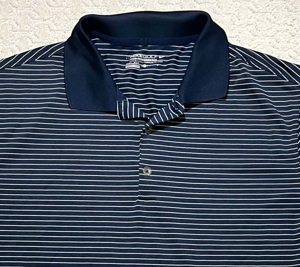 Nike Golf Tour Performance Dri-Fit Striped Polo Shirt Size Large